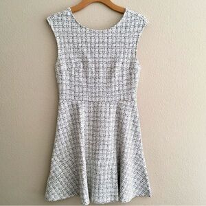 LOFT Black/White Stripe Short Sleeved Tie Waist Flounce